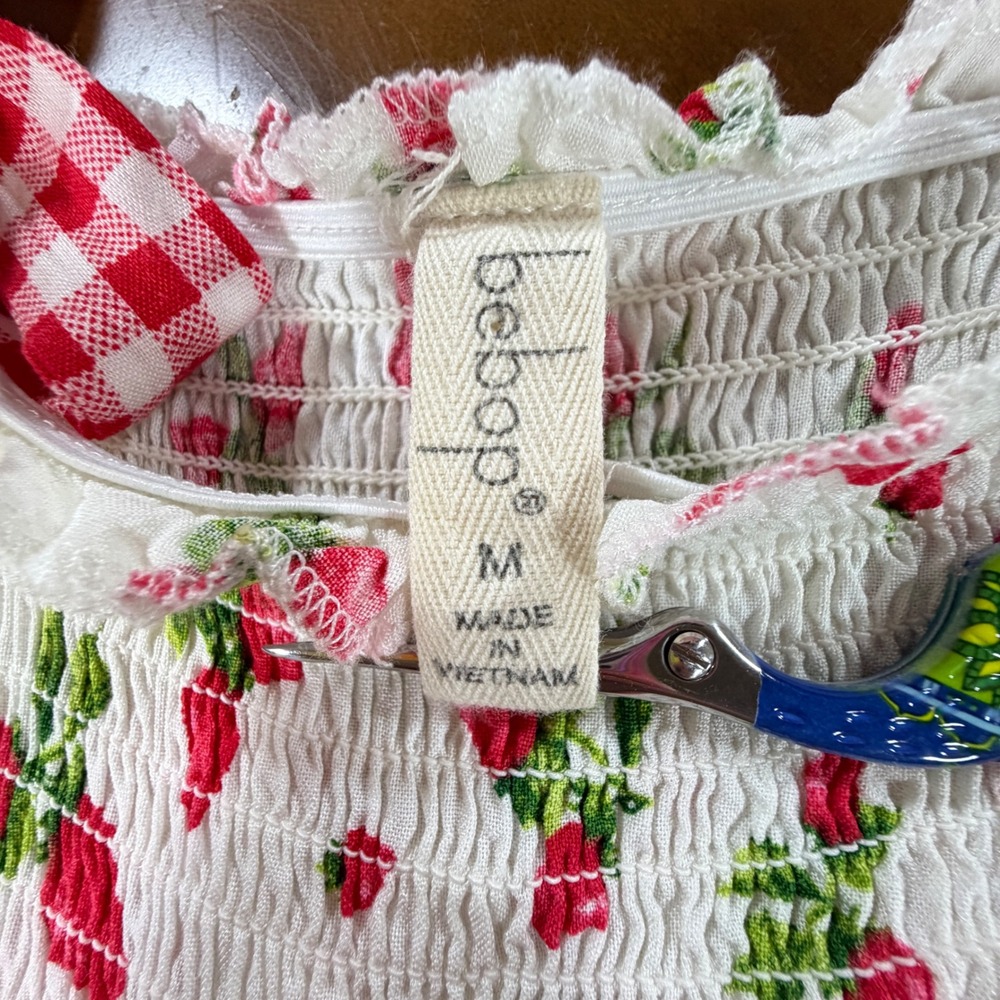 Strawberry Gingham Maxi Dress Womens Medium Cottagecore Coquette Picnic Feminine - Picture 5 of 9